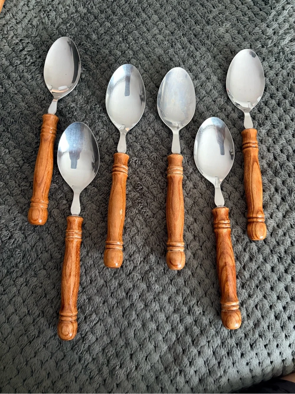 Vintage Taiwan Stainless Steel Wood Handle Flatware Set 43 Pc MCM Rustic